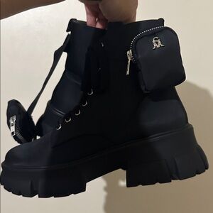 Steve Madden Black Lace Up Boots